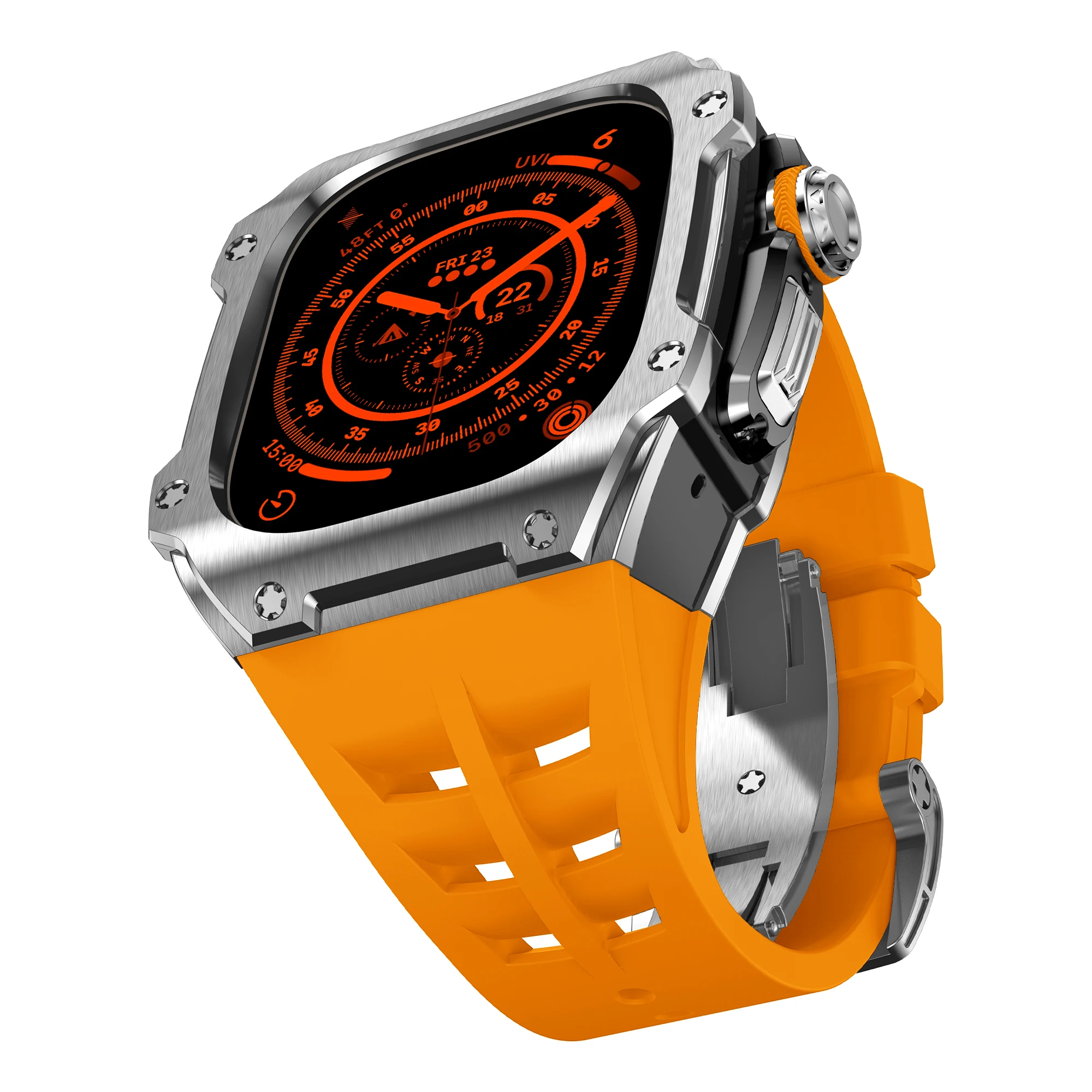 Apple Watch 개조 케이스,애플 워치용 수정 키트, 울트라 49mm 케이스, 소울 쿨, 아이워치 울트라 2 49 모드 키트, 불소 고무 스트랩, 316L 스테인리스 스틸