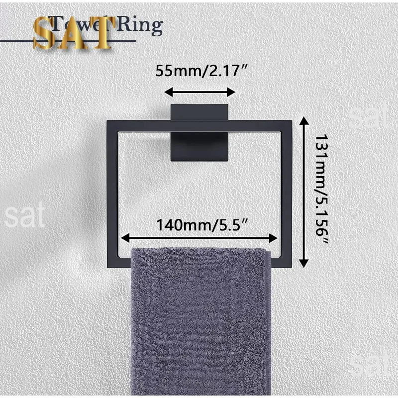 Description Picture 4 of itemPieces Matte Black Bathroom Hardware Accessories Set,  Stainless Steel Bath Towel Bar Set