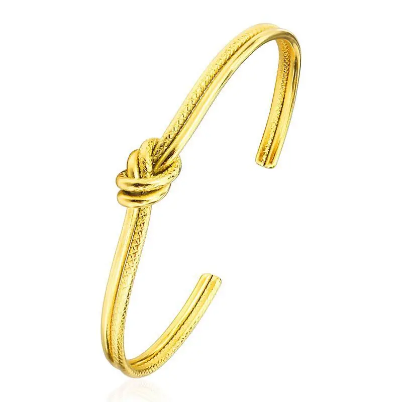 Wholesale Jewelry-- titanium steel 2 line Knot Bangle for Women Europe Fashon 2 Gold Color 6