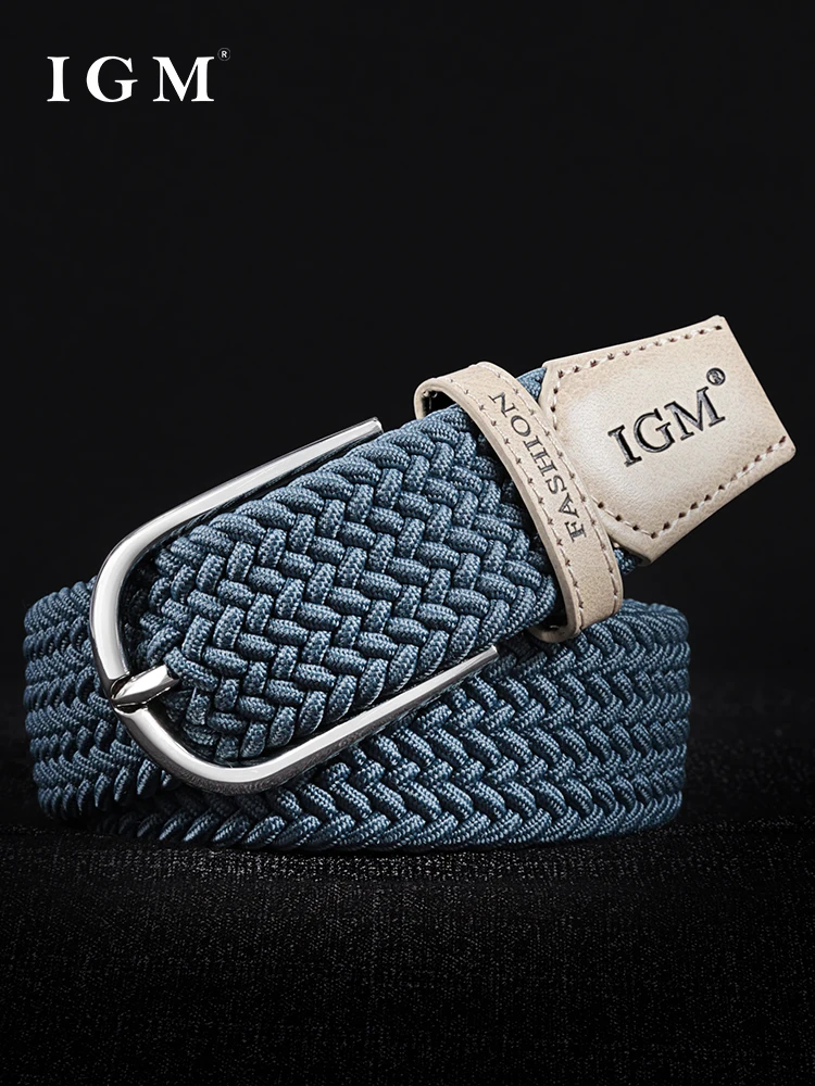 Canvas Woven Belt Men's Non-Hole Elastic Belt Male Students Young People All-Match Jeans with Fashion