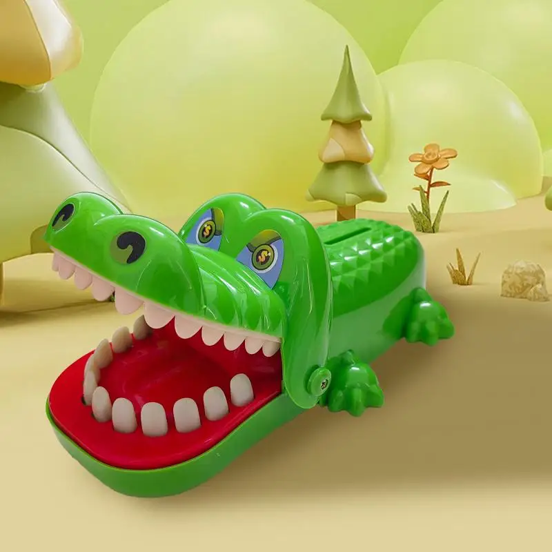 Crocodile piggy bank fingers bites teeth safe kids toy for coin saving and parent-child interaction