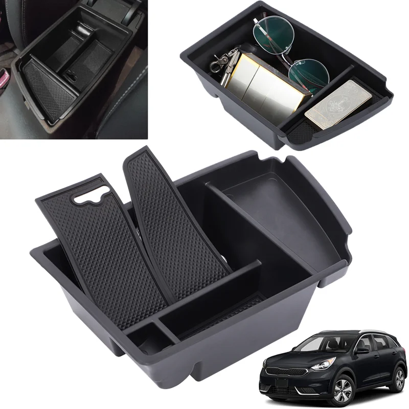 

Car Armrest Storage Box Center Conosle Organizer Tray Glove Tray Holder Box For Kia Niro 2018 2019 2020 2021 Stowing Tidying