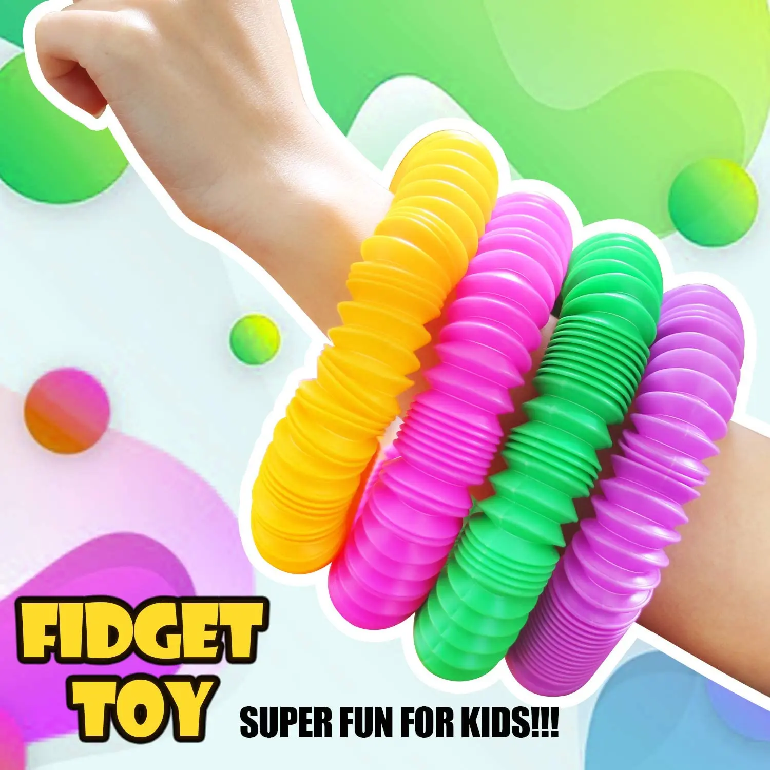 Pop Tube Sensory Fidget Toy 4 Pack 4pcs Random Colorful Heavy-Duty for Construction Educational Toys