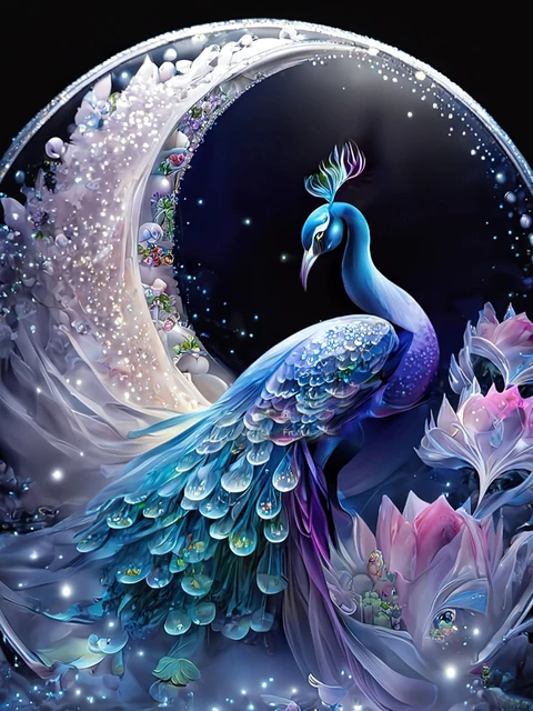 Chinese Peacock Animal Diamond Painting Art Peafowl Blue Birds With  Colorful Feather Mosaic Cross Stitch Kits Wall Decor - Diamond Painting  Cross Stitch - AliExpress