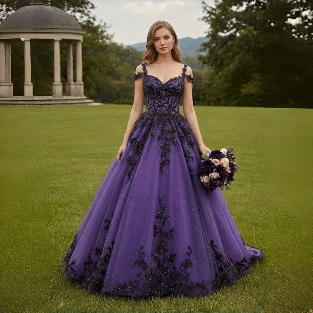 purple and black lace prom dress Purple Black Mermaid Prom Dress Deep V Sheer Illusion Black Crystal Baroque Scroll Beaded 3D Lace Fringe Tassel Glitter Lace Cape Velvet Cathedral Train
