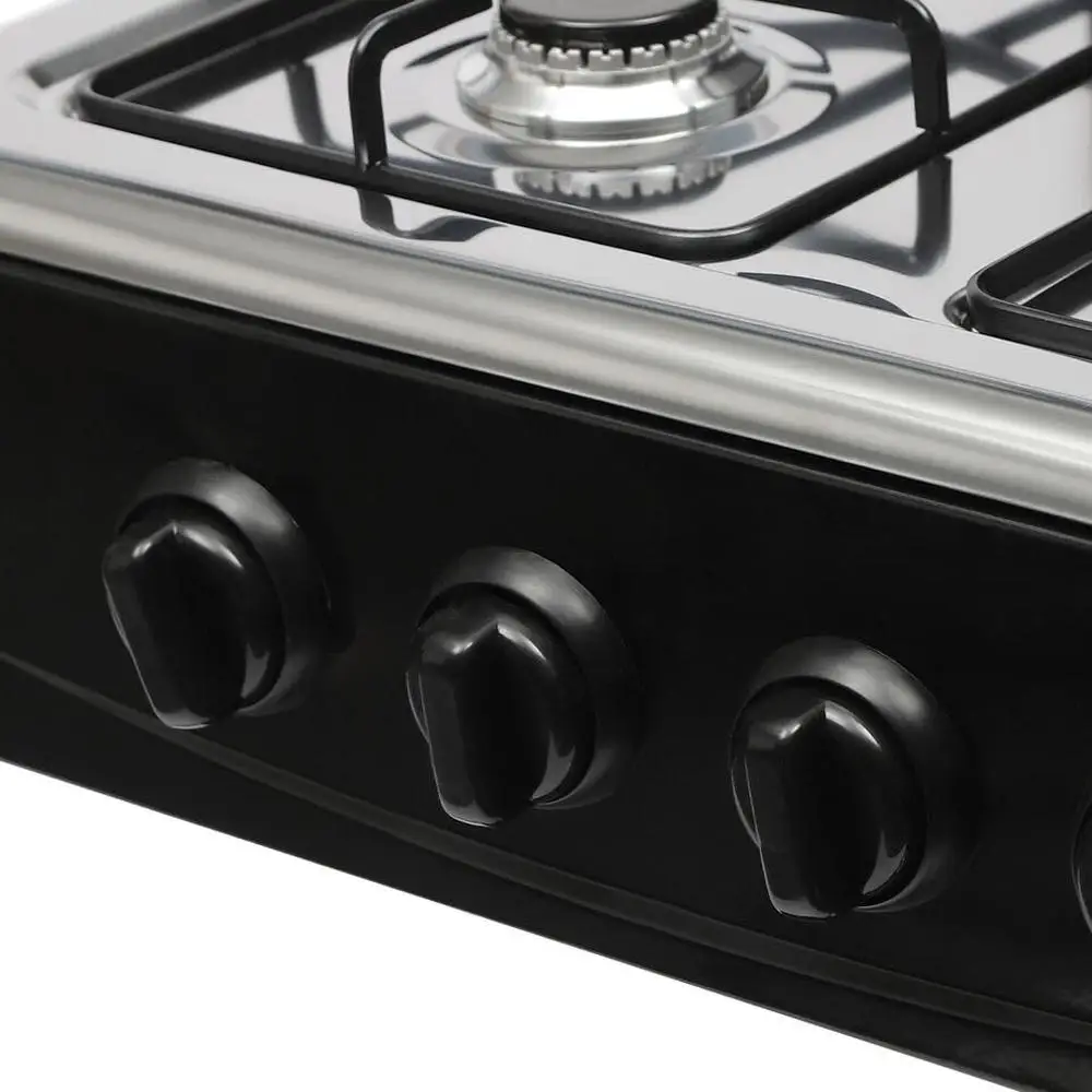 Portable Gas Stove Camping Burner Windshield Stand 4 Burners High Heat Flame Control Compact Cooking Support Rack Easy Operation 3