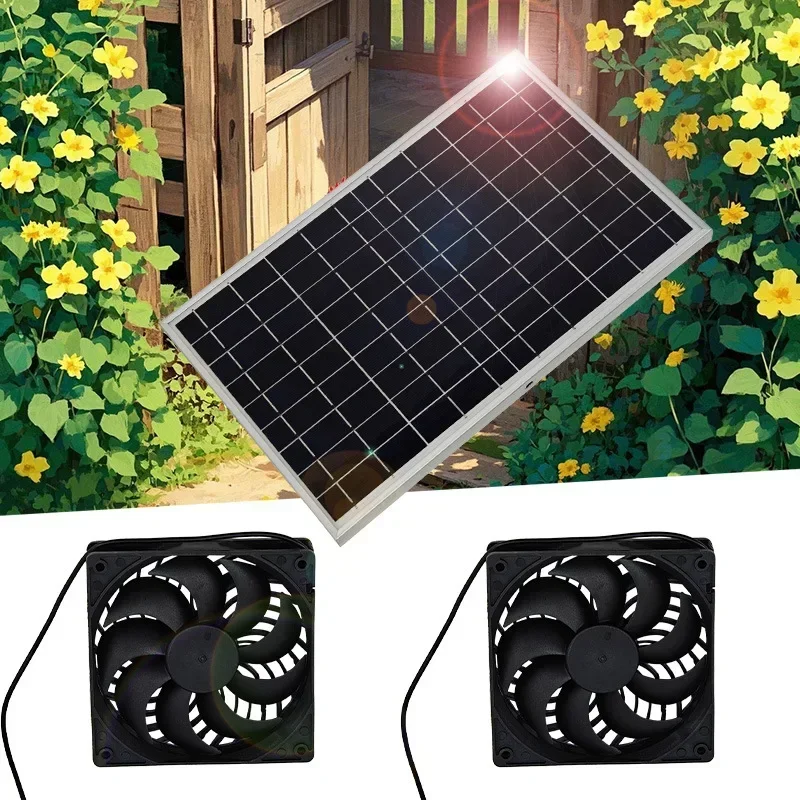 EESBAO  New 10W  Solar Pet House Exhaust Fan Chicken House Ventilation Cat Kennel Circulating Cooling Small Cooling Fan