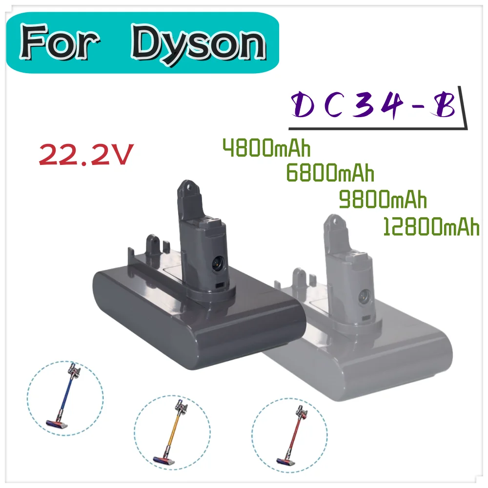 Per Dyson Dc34 Tipo-B 22.2V 4800Mah/6800Mah/9800Mah/12800Mah Batteria Agli Ioni Di Litio Dc31 Dc34 Dc35 Dc44 Dc45 Sostituire