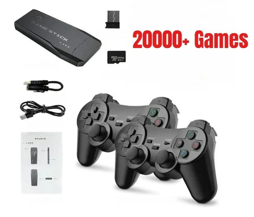 Console di Gioco M8 con Uscita 4K HD, Stick Retro con 20000+ Giochi Classici, 23+ Emulatori, Controller Wireless Doppio 2.4G per Bambini