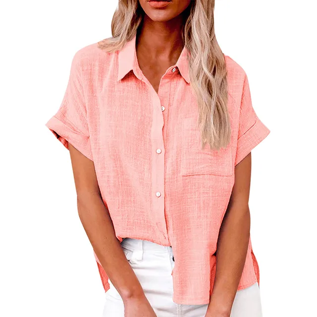 Camisa De Lino Para Mujer SAOVERE – Cuello V, Manga Larga Enrollable, Tela Algodón-Lino, Estilo Casual O Laboral