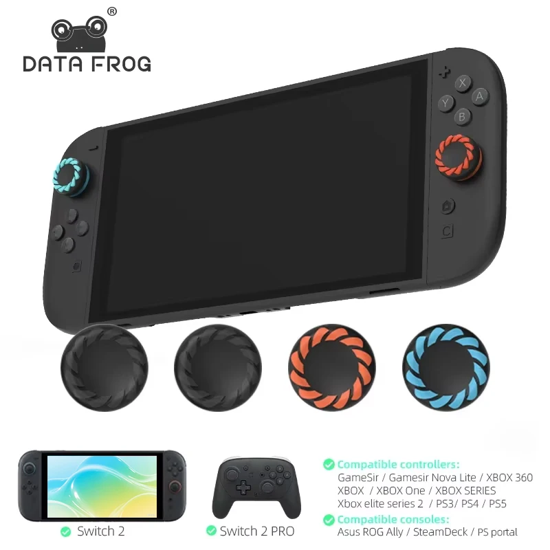 DATA FROG 스위치 2 용 실리콘 엄지 그립 캡 Joy-Con 컨트롤러 NS2 액세서리와 호환되는 미끄럼 방지 조이스틱 캡 커버
