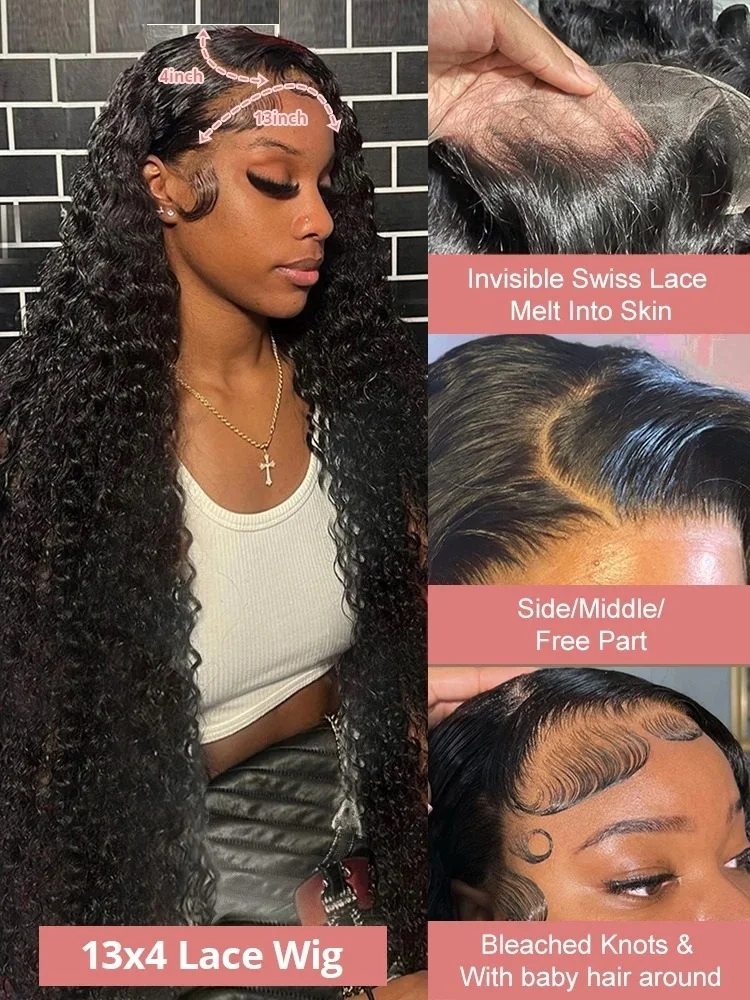 40 Inch Deep Wave 13x6 Hd Curly Lace Front Human Hair Wigs 360 Pre Plucked Lace Wig 13x4 Water Wave Lace Frontal Wigs For Women 3