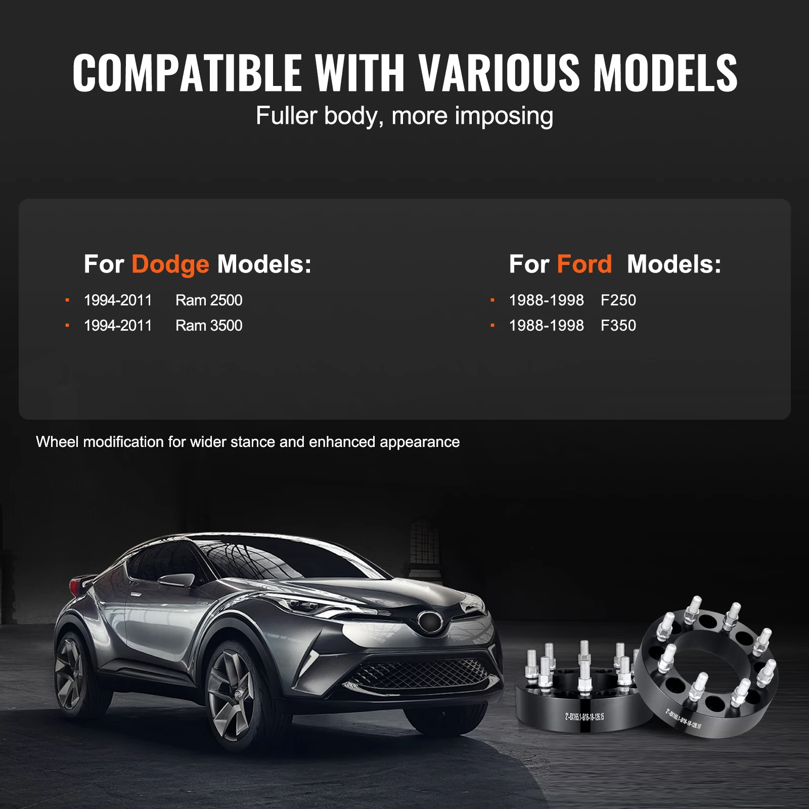 SucceBuy Wheel Spacers 8"x6.5" Wheel Adapters 8 Lug Forged Spacer 9/16"-18 Studs Spacers for DodgeRam 2500 3500 Ford F250 F350