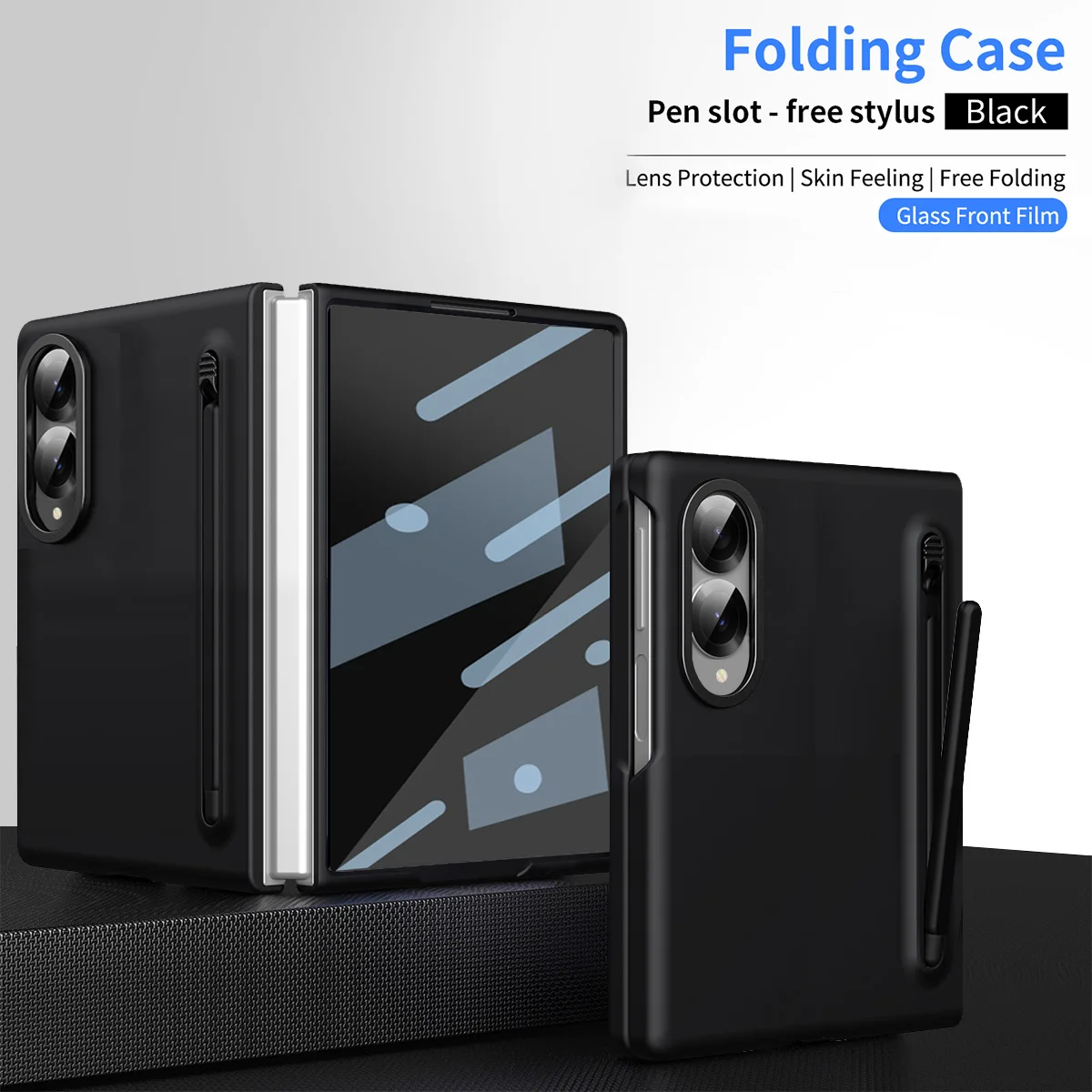 Premium Skin-Feel Folding Phone Case with Stylus Holder