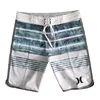 2024 NEW Elastic Quick Drying Fitness Training Muscle Men Beach Shorts Stripe Pattern Competition Surfing Printed Design Men 3