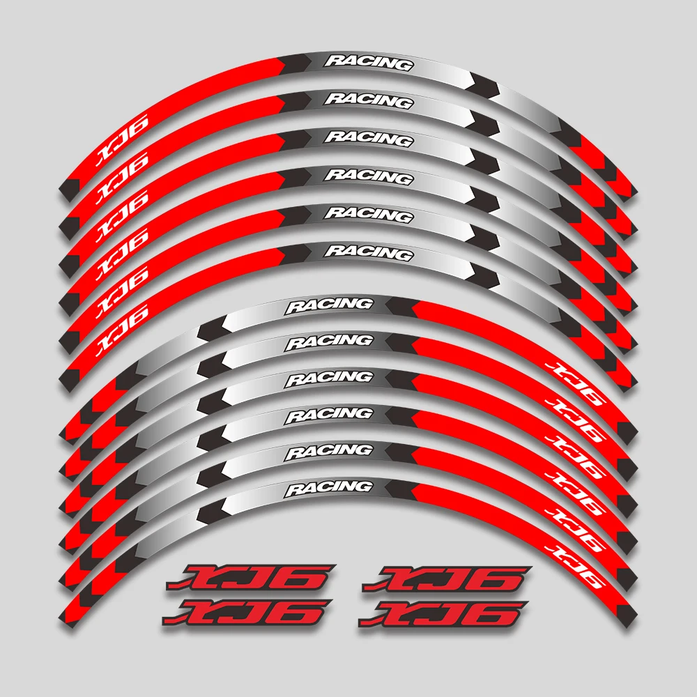 For YAMAHA XJ6 xj 6 17inch Motorcycle Accessories Stickers Wheels Hub Reflective Stripes Rim Tire Decorative Decals Tape Set