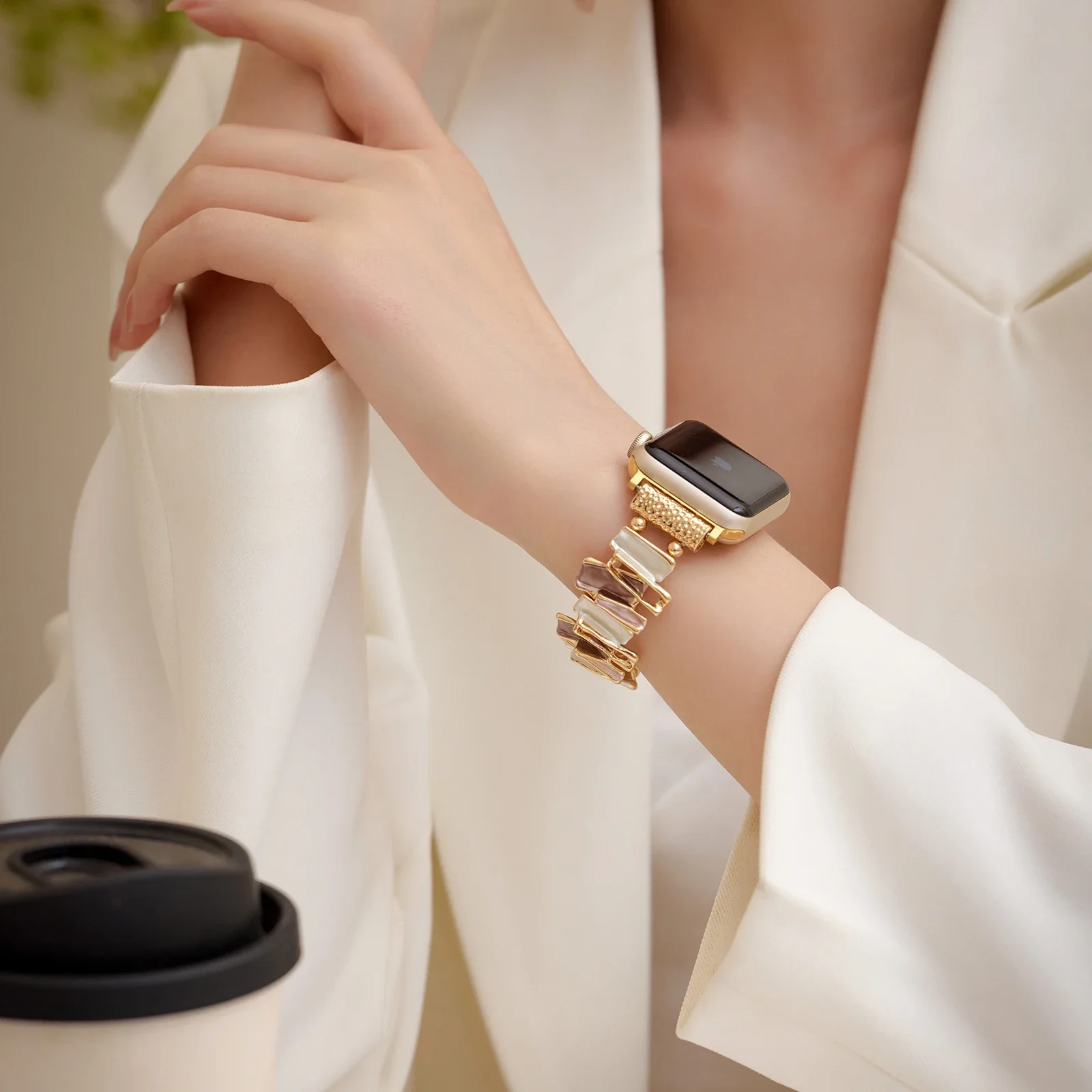 Irregular Geometry Elastic Metal Watch Strap Bracelet