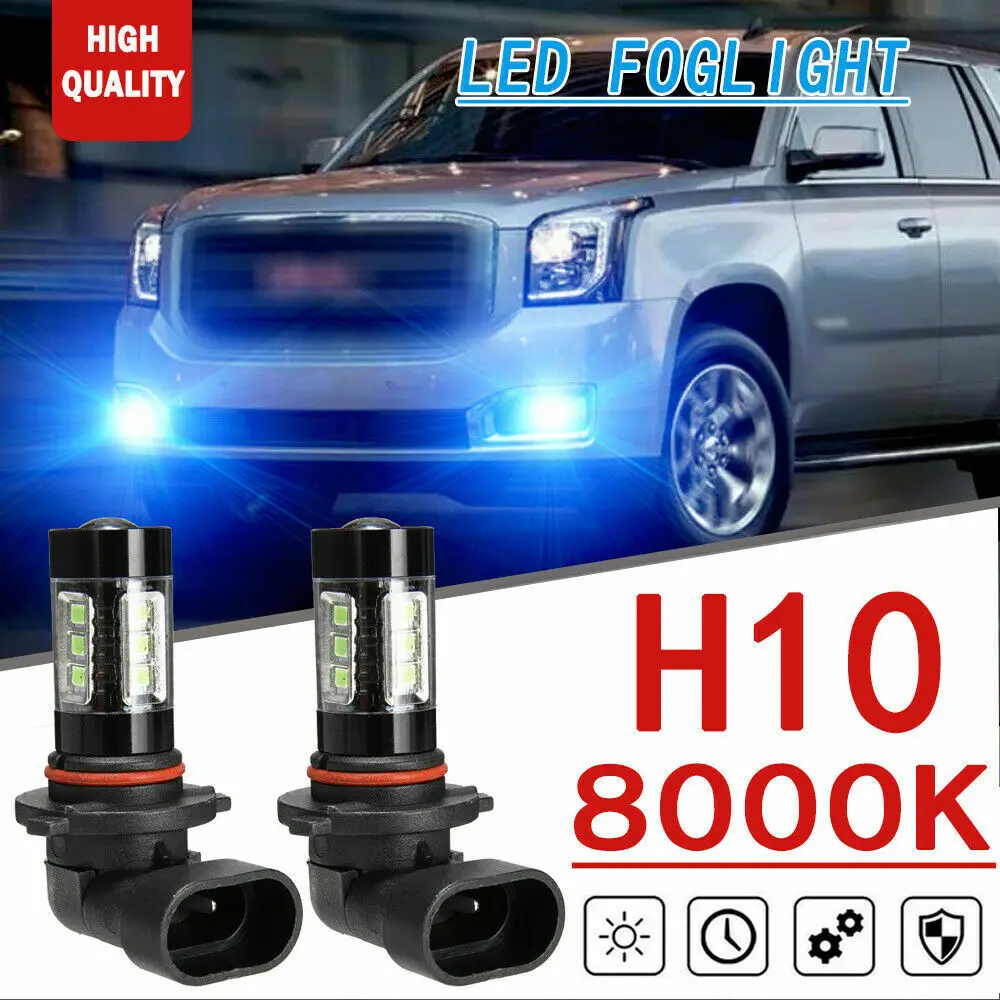 

2x H10 Ice Blue Car New LED Fog Lights 2000LM Bulbs For Toyota Sequoia 08-2017