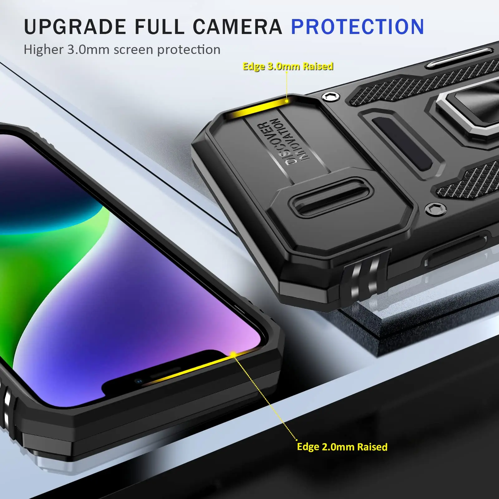 Shockproof Case for iPhone 16Pro 15 14 13 12 11 Pro Max Plus XSMax SE2020 with 360° Rotating Metal Magnetic Ring holder