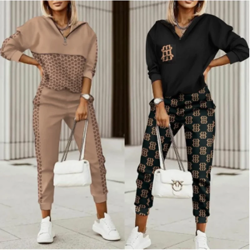 Ensemble deux pièces pour femmes, survêtement imprimé, décontracté, manches  longues, col en V, pantalon de Jogging, mode printemps automne 2023 ensemble  femme 2 pièces ensembles assortis grande taille vetement femme - AliExpress