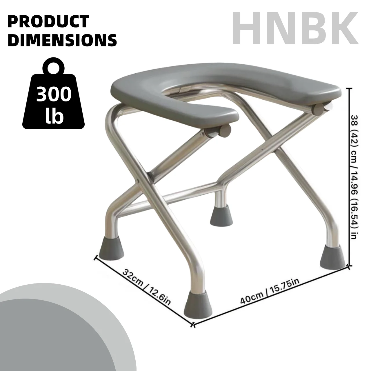 1 Foldable U-Shaped Stainless Steel Toilet Chair Can Be Loaded with 300 Pounds Easy to Store and Clean Suitable for Elderly and Pregnant Women Can Be Used as Bathing Stool folding chair toilet seat stool