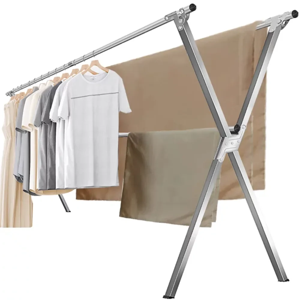 79 inches Laundry Drying Rack, Stainless Steel Clothes Drying Rack, Clothes Drying Rack Folding Indoor - Silver