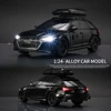 1/24 Audi RS6 Toy Car Model 1:24 Diecast Racing Vehicle Miniature Pull Back Sound Light Doors Openable Collection Gift For Kid 4