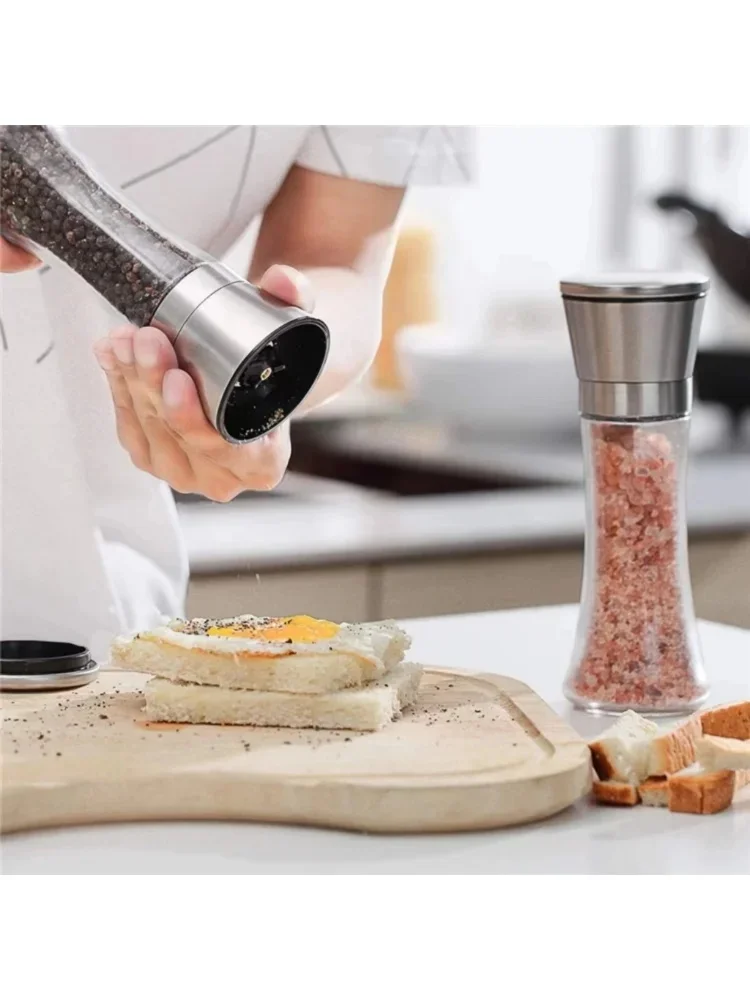 Description Picture 3 of item180/200ML Pepper Grinder Glass Stainless Steel Spice Bottle Salt Pepper Mill Manual Spice Grinder Mill Home Kitchen Supplies