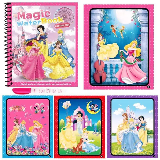 Original Frozen Elsa Water Painting Drawing Toys Graffiti Anime Action Figure Watercolour Magic Book for Girls