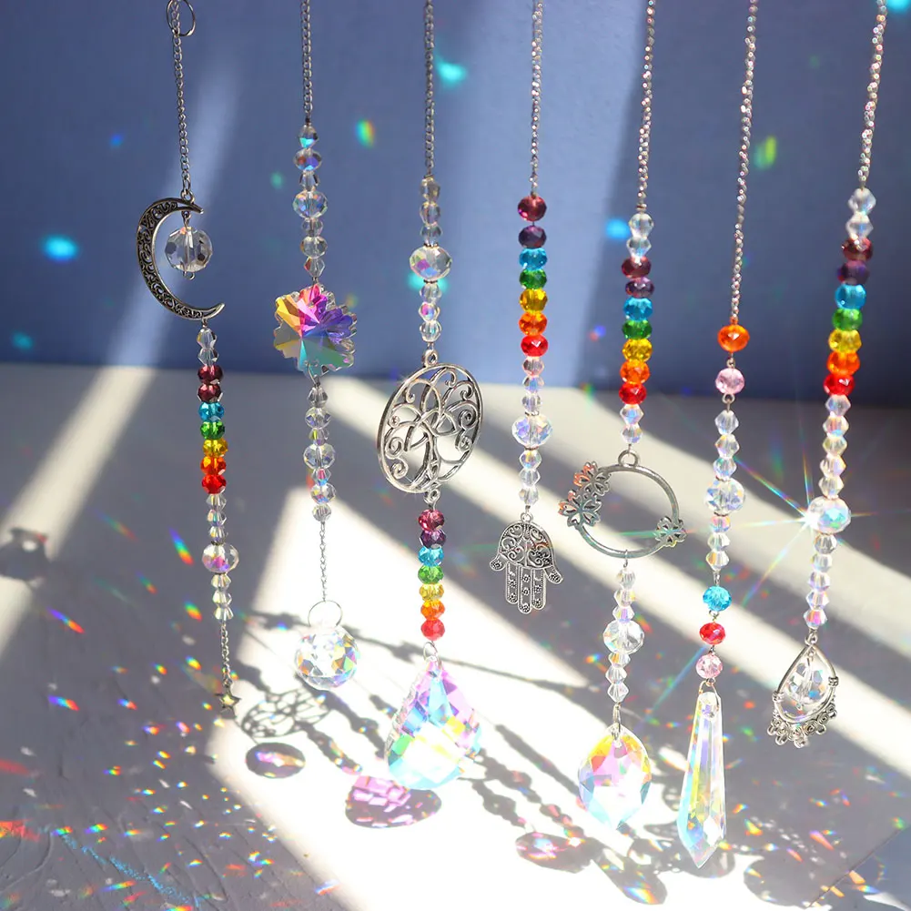 Crystal Windchime Rainbow Maker Crystal Prism Pendant Garden Window Curtain Decoration Wind Chime Sun Catcher Window