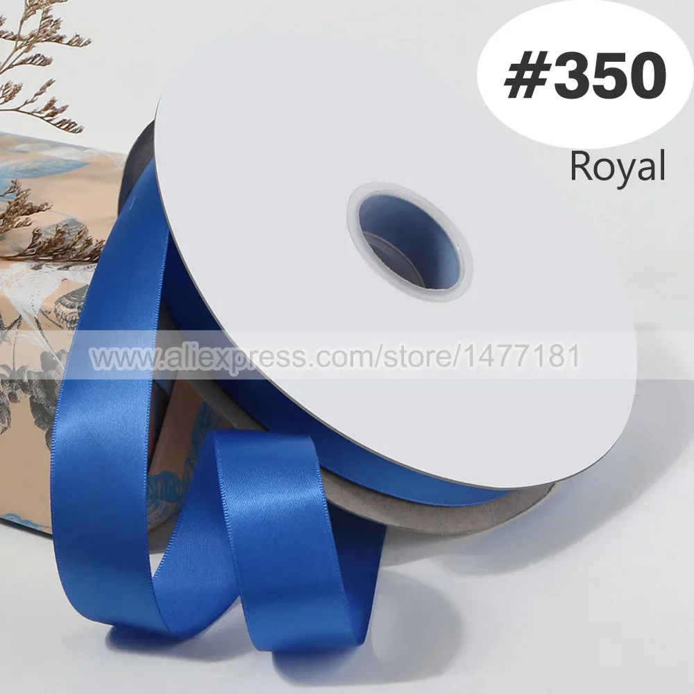 Blue Double Face Satin Ribbon – High-Density Polyester Fabric, Multiple Widths Available, 100 Yards