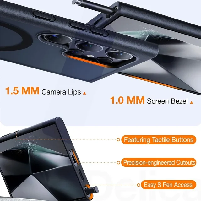 UYUXIO Magnetic Mobile Phone Case with Kickstand for Samsung Galaxy S25 S24 S23 Ultra FE S22 Plus Cover Stand Cases with Holder 5