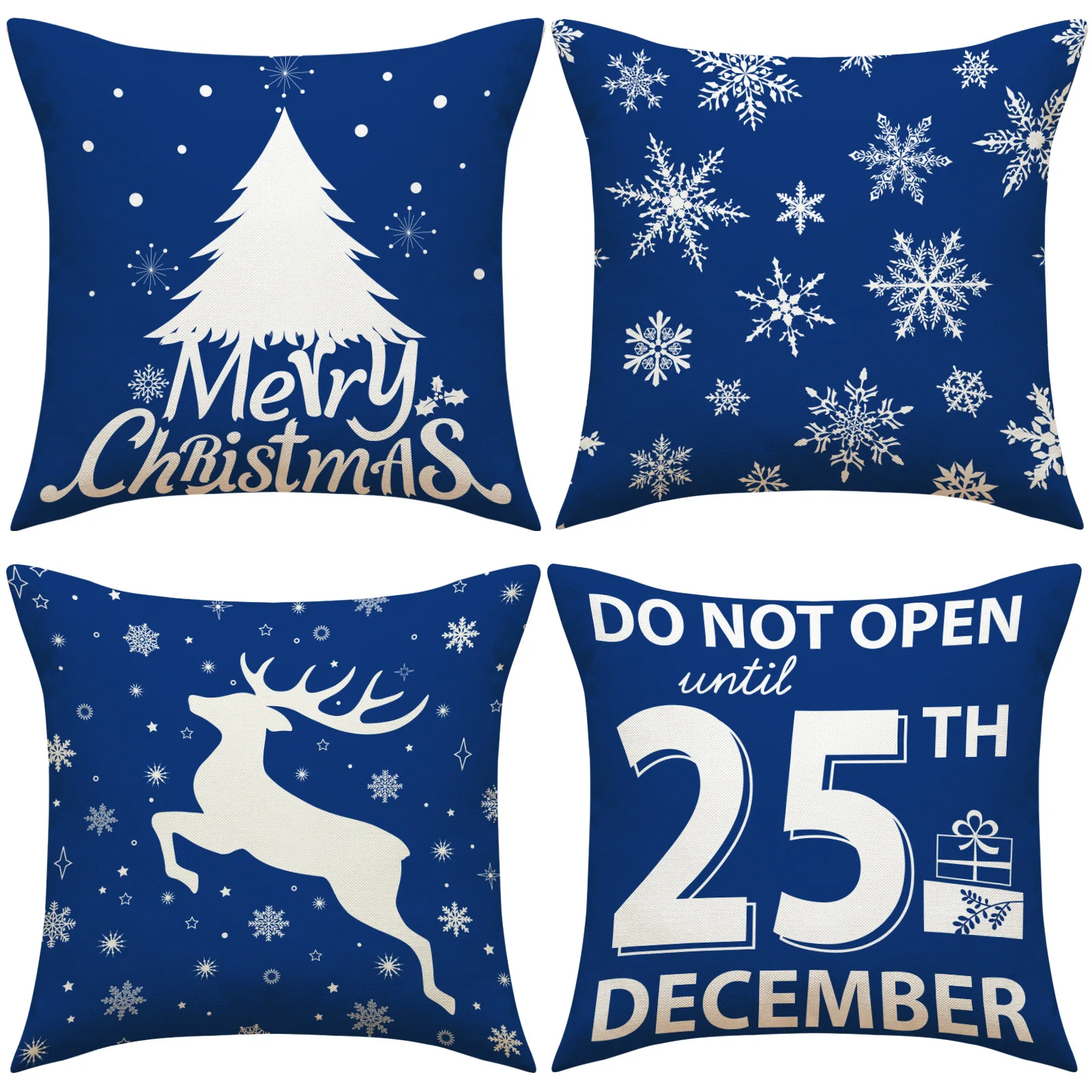 

Pillow Cover 45x45 Snowflake Merry Christmas Cushion Cover Blue Alphabet 2023 Pillowcase Sofa Bed Garden Chair Office B0293G