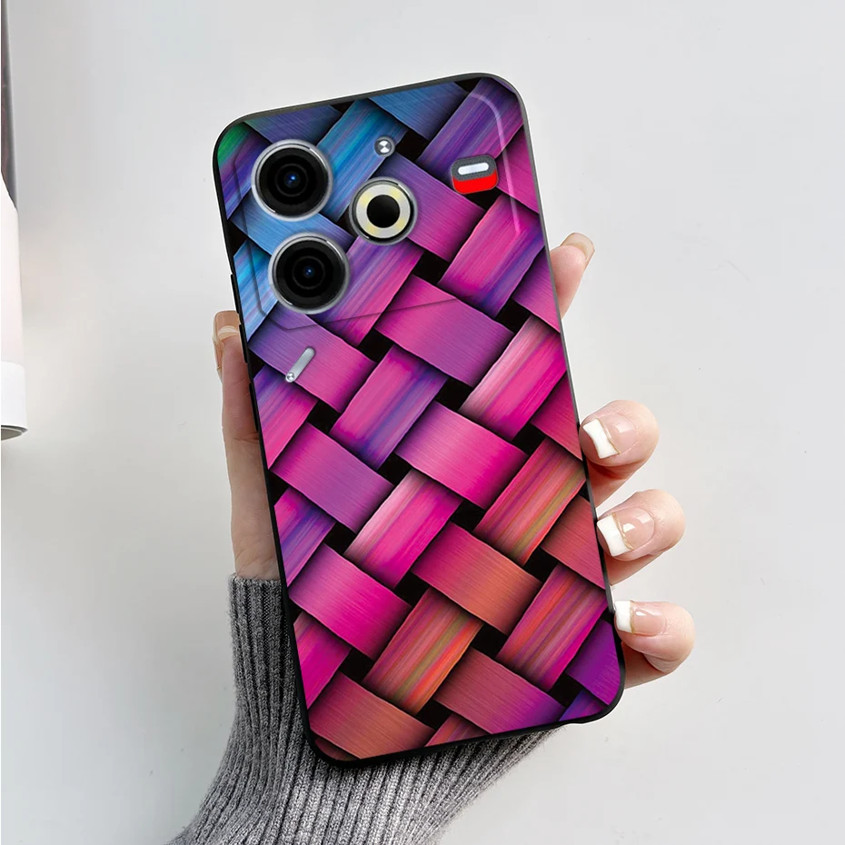 Luxury Marble Black Silicone Soft Phone Case - Elegant TPU Back Cover in 6.78