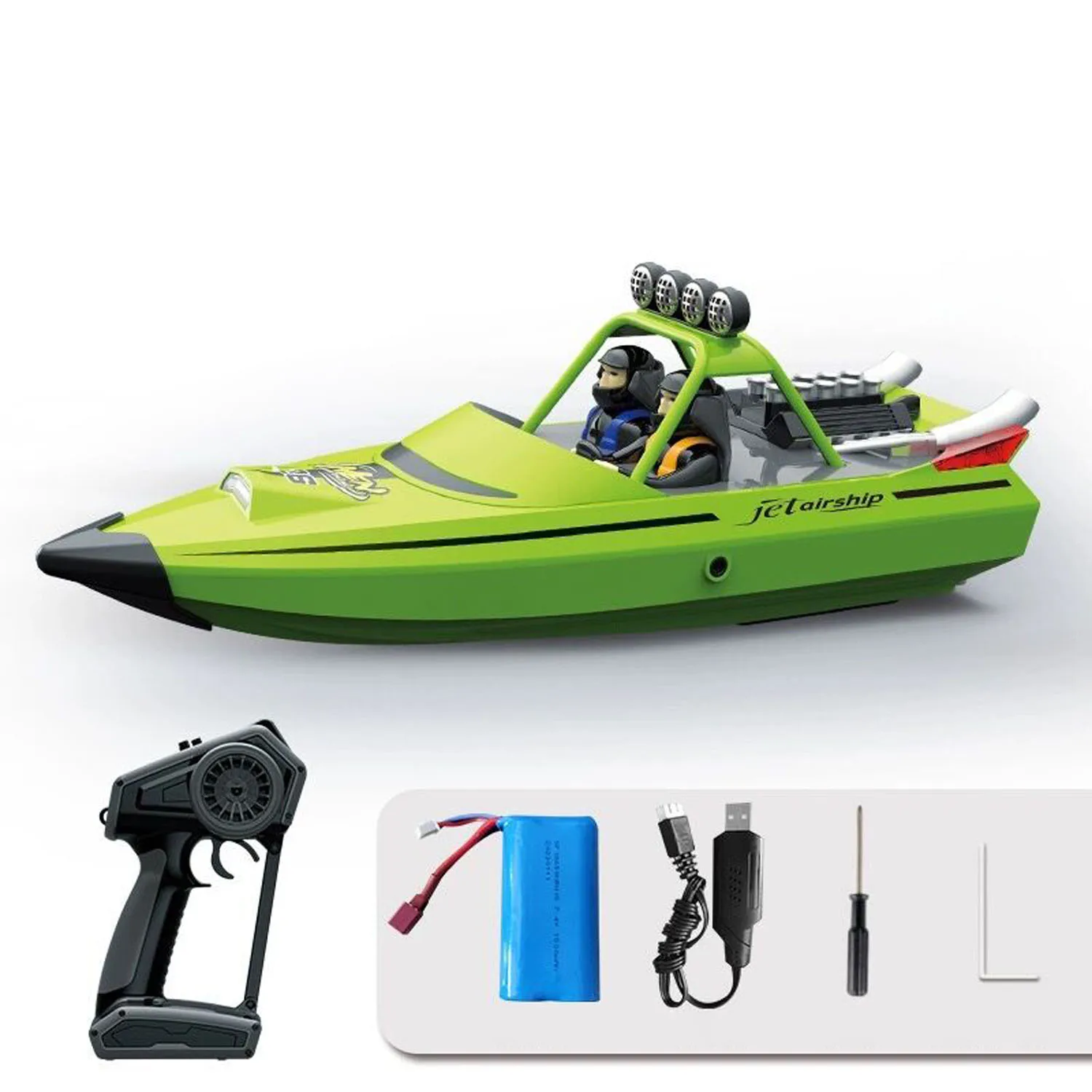 Bateau RC Turbojet 2.4G avec Lumières LED - Toucan RC Hobby XS-TX725-RTR-GN