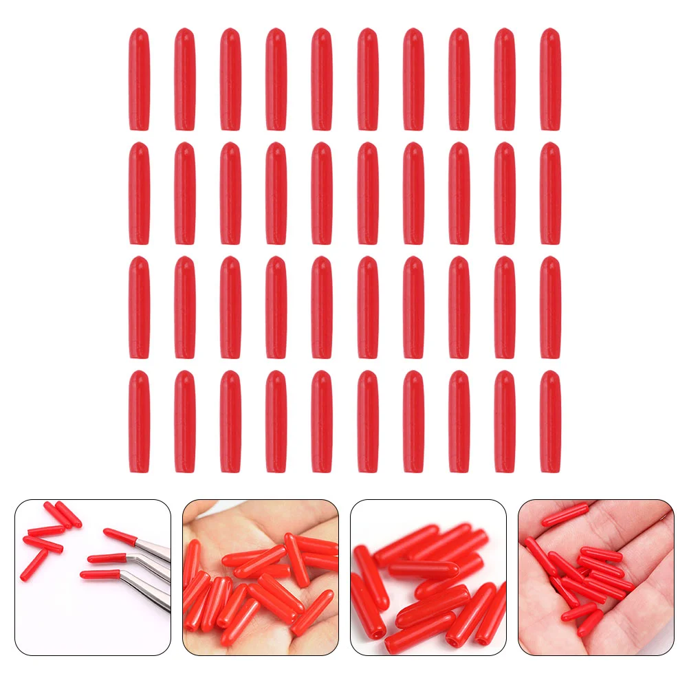 120 Pcs Tweezer Parts Tip Protector Eyelash Tweezers Cap Protective Case Guard for Lashes Red Covers 2