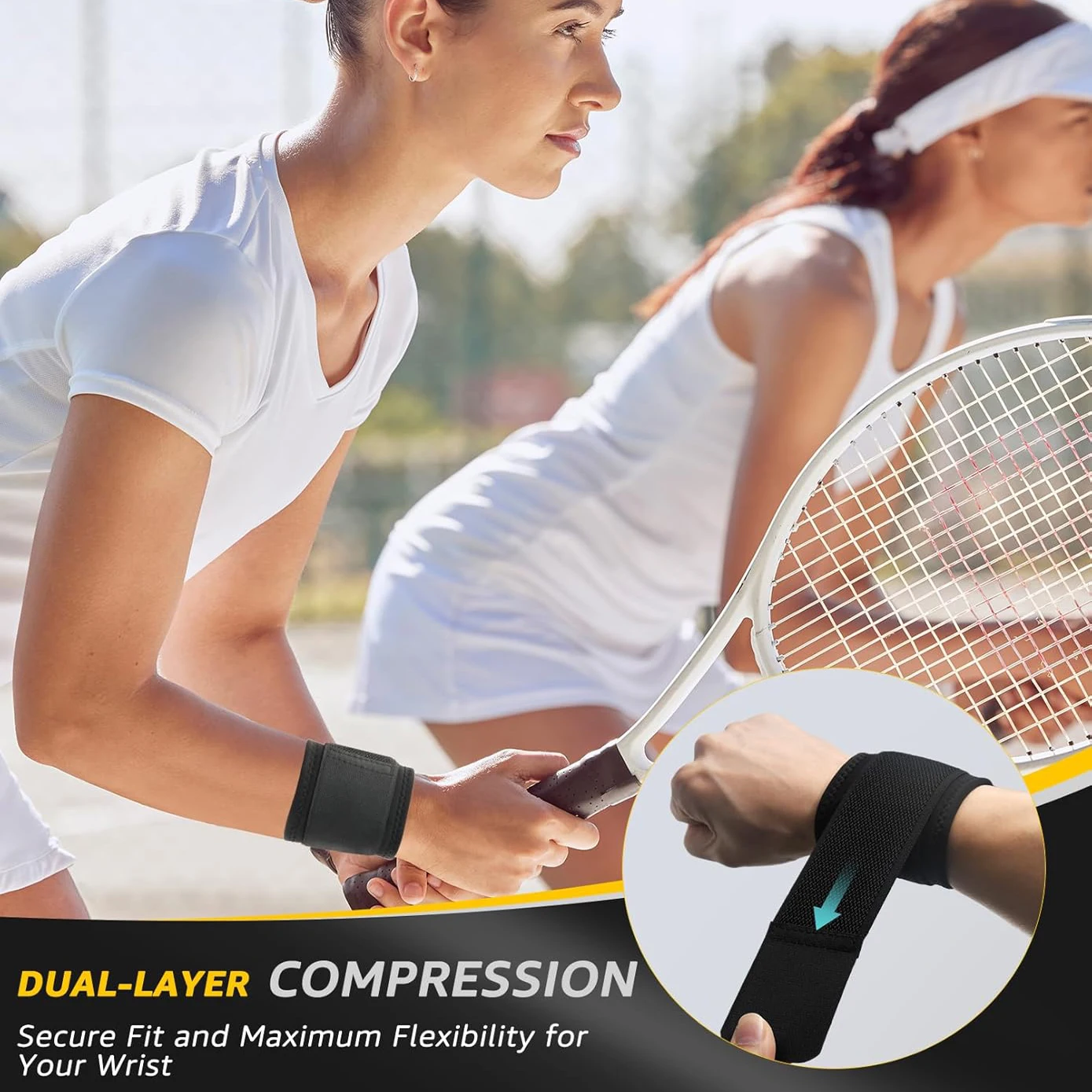 2 PACK Wrist Compression Strap Wrist Brace Sport Support for Fitness Weightlifting Tendonitis Carpal Tunnel Arthritis wrist compression strap