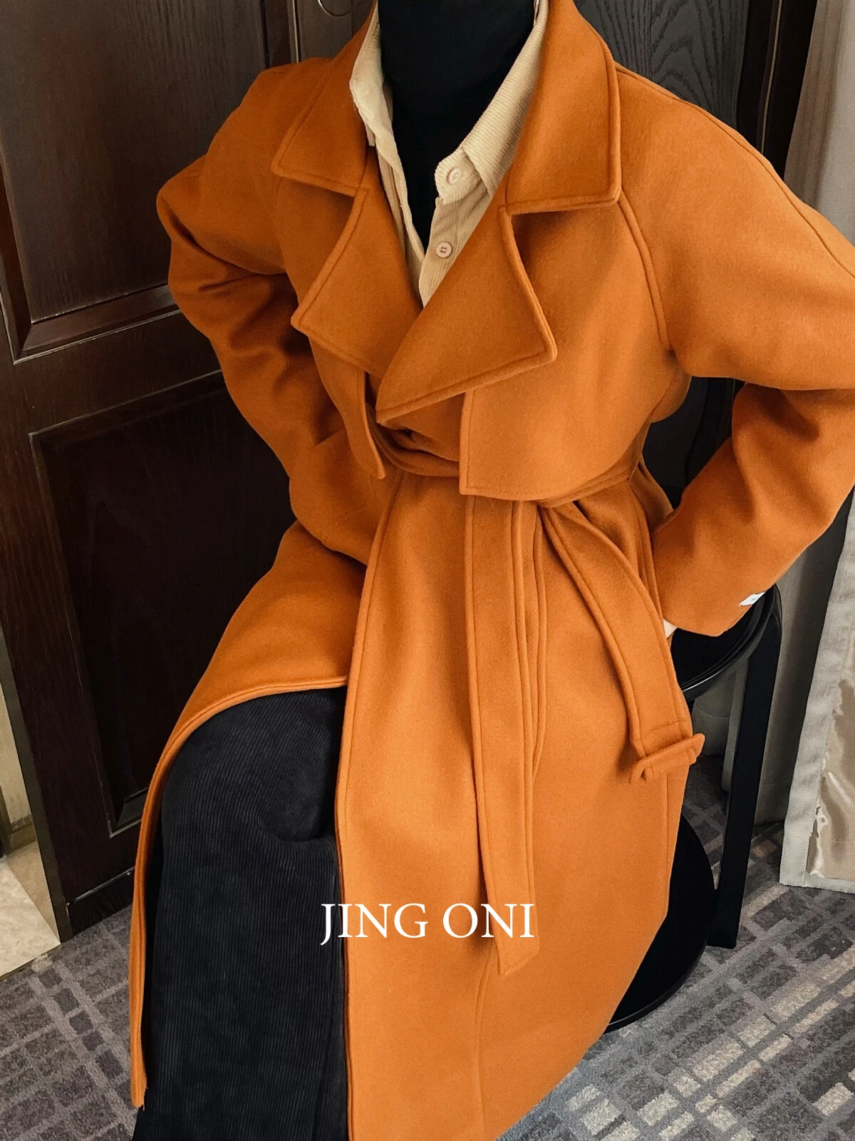 

Winter Long Wool Blends Coat Jacket Elegant Woman Clothing 2023 Vintage Korean Fashion Style Autumn Y2K Tops Overcoat Outerwears