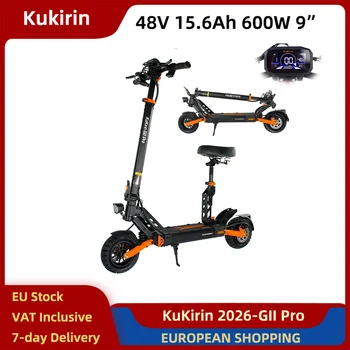 Monopattino Elettrico 2026-GII Pro Nuovo Display a Colori 600W 48V 15.6Ah 9" Pieghevole con Sedile 45km/h Freno a Doppio Disco