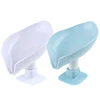2pcs Leaf Shape Soap Box Creative Drain Soap Dish Holder Punch Free Suction Cup Soap Rack Household Shelf Bathroom Accessories 1