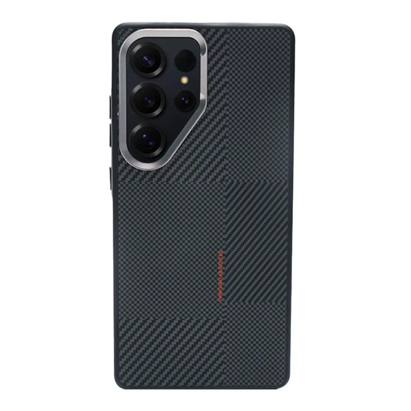 Premium Carbon Fiber Texture Alloy Lens Case with Magnetic Wireless Charging and Anti-Drop Protection