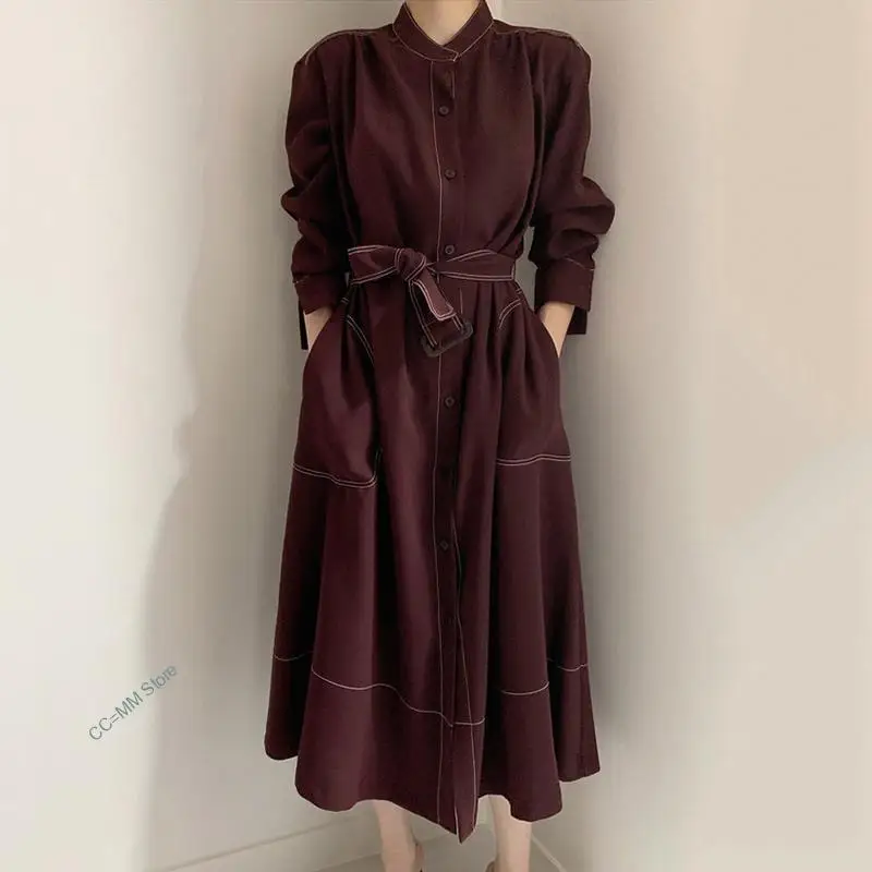 

CCMM 2022 Spring New Long Sleeve Simple Trench Coat Outwear Fashionable Ladies Coat Ladies Trendy Clothing Women Windbreaker