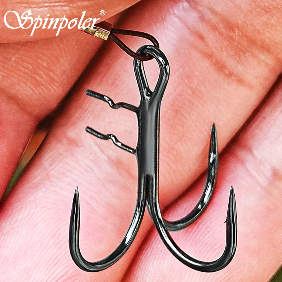 Spinpoler 2X Strong T-Shaped Treble Fishing Hooks #4 #2 #1 #1/0 With Solidly Welded Spikes For Shad Swimbait Black Nickel 6pcs Spinpoler 2X Strong T-Shaped Treble Fishing Hooks #4 #2 #1 #1/0 With Solidly Welded Spikes For Shad Swimbait Black Nickel 6pcs