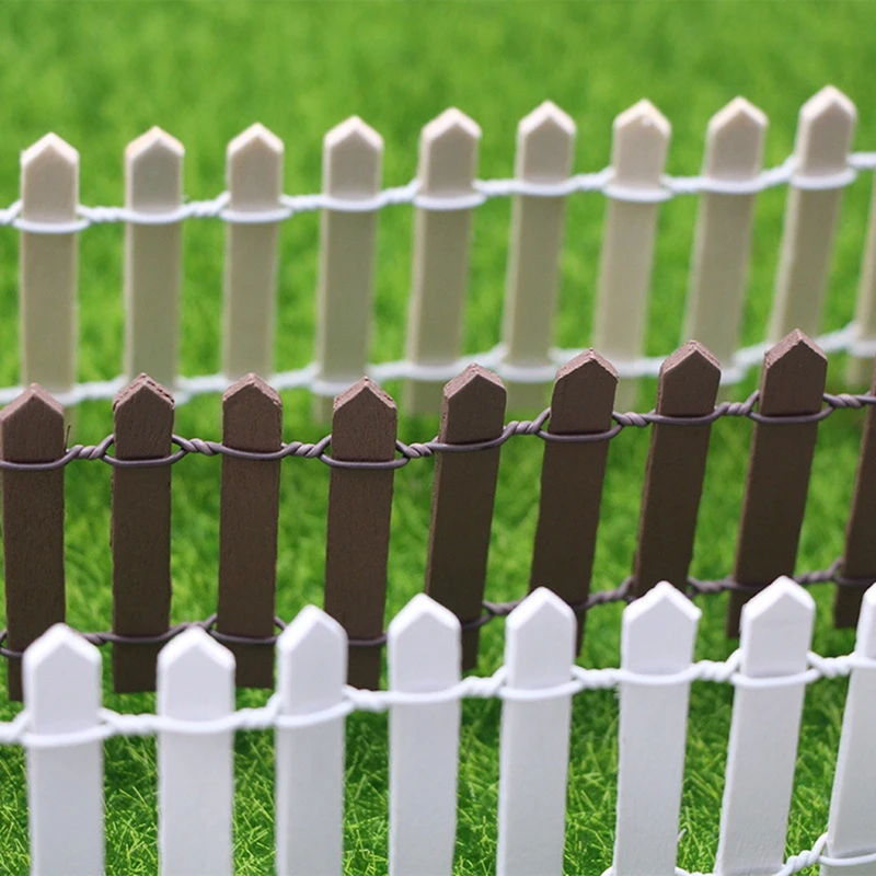 Mini Wooden Fence DIY Miniature Fairy Garden Wood Barrier Dollhouse Showcase Craft Home Decoration Accessories 90x5cm