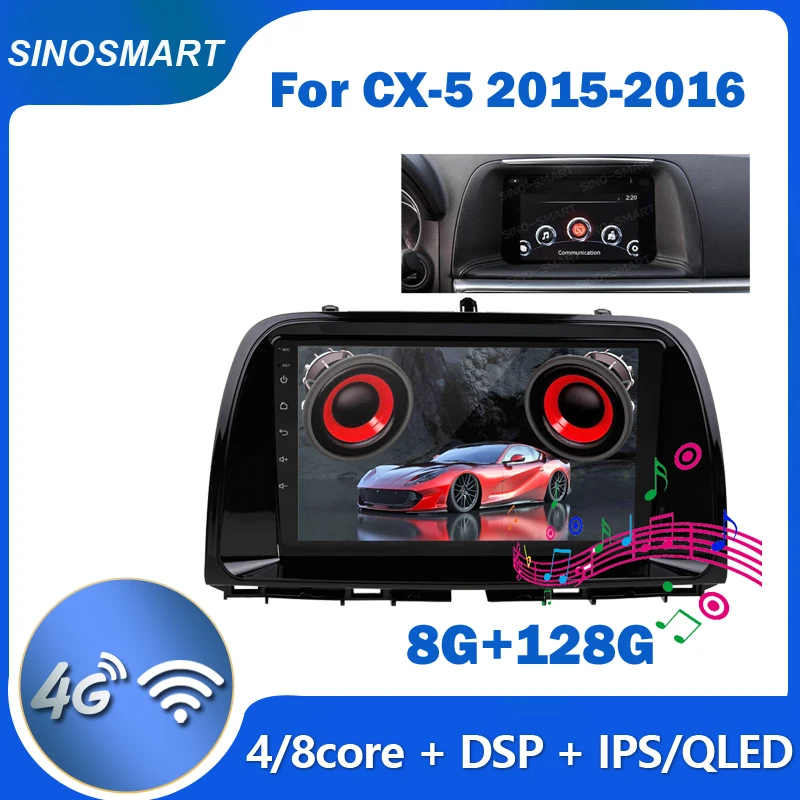 Sinosmart Car Gps Navigation Radio Player Per Cx-5 2015-2016 Android 2.5D Ips/Qled Screen Support Bose Soundsport Free