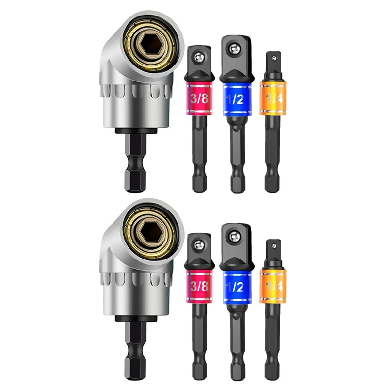 

Impact Grade Power Hand Tools Driver Sockets Adapter Extension Set, 6Pcs Hex Shank Drill Nut Driver Bit Set