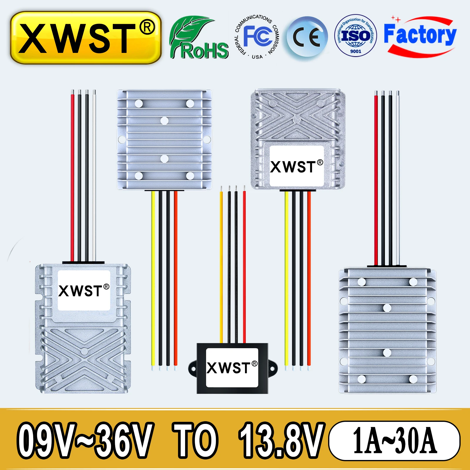 Convertitore Buck Boost Dc Dc 12V 24V 36V 9-36V A 13.8V Inverter Di Potenza 1-30A Regolatore Stabilizzatore Di Tensione Per Led Ce Rosh