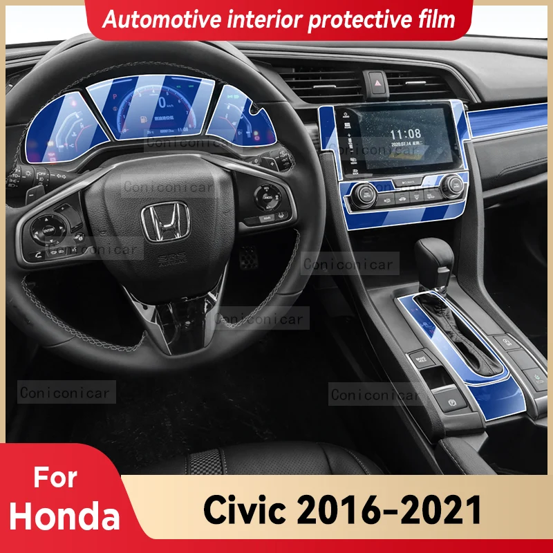 

For Honda Civic 2016-2021 2020 2019 Car Interior Gearbox Panel Anti-Scratch Protective Transparent TPU Film Accessories Sticker