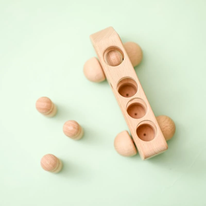B05B-Outdoor Wooden Bus Game Kit Baby Wooden Bus Educational Blocks Natural Wood Car Little Doll Teething Toys Birthday Gifts