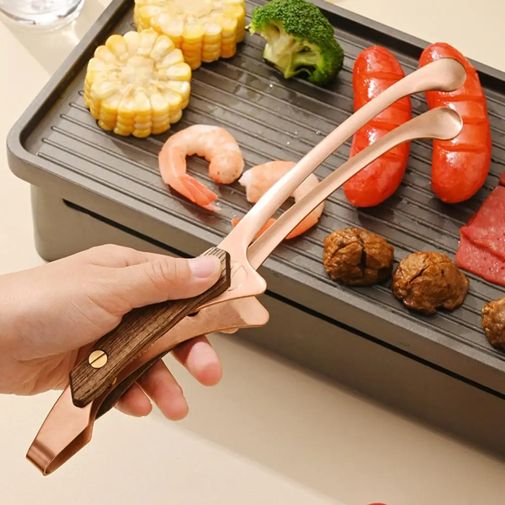 

Food Tong Heat Insulated Anti-scalding Grill Meat Clip Wooen Handle Stainless Steel Tea Clamp BBQ Tools Kitchen Accessories